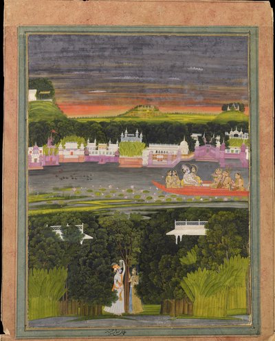 Radha and Krishna in the Boat of Love by Unbekannt Unbekannt